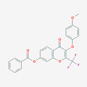 3-(4-methoxyphenoxy)-4-oxo-2-(trifluoromethyl)-4H-chromen-7-yl benzoate