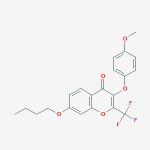 molecular formula C21H19F3O5 B380125 7-butoxy-3-(4-methoxyphenoxy)-2-(trifluoromethyl)-4H-chromen-4-one CAS No. 302952-82-5