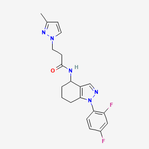 molecular formula C20H21F2N5O B3801267 N-[1-(2,4-difluorophenyl)-4,5,6,7-tetrahydro-1H-indazol-4-yl]-3-(3-methyl-1H-pyrazol-1-yl)propanamide 