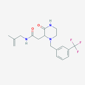 molecular formula C18H22F3N3O2 B3801268 N-(2-methyl-2-propen-1-yl)-2-{3-oxo-1-[3-(trifluoromethyl)benzyl]-2-piperazinyl}acetamide 