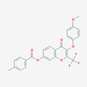 molecular formula C25H17F3O6 B380127 3-(4-methoxyphenoxy)-4-oxo-2-(trifluoromethyl)-4H-chromen-7-yl 4-methylbenzoate 