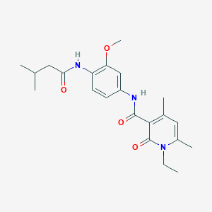 molecular formula C22H29N3O4 B3801275 1-ethyl-N-{3-methoxy-4-[(3-methylbutanoyl)amino]phenyl}-4,6-dimethyl-2-oxo-1,2-dihydropyridine-3-carboxamide 