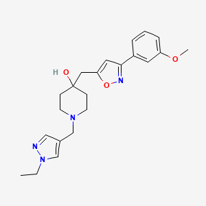 molecular formula C22H28N4O3 B3801277 1-[(1-ethyl-1H-pyrazol-4-yl)methyl]-4-{[3-(3-methoxyphenyl)-5-isoxazolyl]methyl}-4-piperidinol 