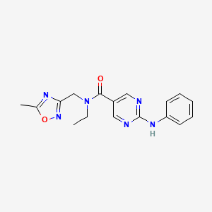 2-anilino-N-ethyl-N-[(5-methyl-1,2,4-oxadiazol-3-yl)methyl]pyrimidine-5-carboxamide