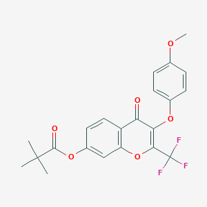 molecular formula C22H19F3O6 B380130 3-(4-methoxyphenoxy)-4-oxo-2-(trifluoromethyl)-4H-chromen-7-yl pivalate CAS No. 302952-93-8