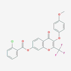 3-(4-methoxyphenoxy)-4-oxo-2-(trifluoromethyl)-4H-chromen-7-yl 2-chlorobenzoate