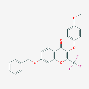 molecular formula C24H17F3O5 B380132 7-(benzyloxy)-3-(4-methoxyphenoxy)-2-(trifluoromethyl)-4H-chromen-4-one CAS No. 302952-97-2