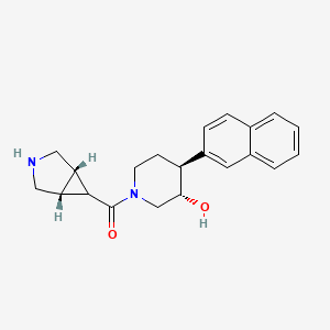 molecular formula C21H24N2O2 B3801346 rel-(3S,4S)-1-[rel-(1R,5S,6r)-3-azabicyclo[3.1.0]hex-6-ylcarbonyl]-4-(2-naphthyl)-3-piperidinol hydrochloride 