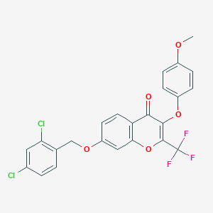 molecular formula C24H15Cl2F3O5 B380135 7-[(2,4-dichlorobenzyl)oxy]-3-(4-methoxyphenoxy)-2-(trifluoromethyl)-4H-chromen-4-one CAS No. 302952-99-4