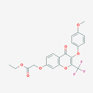 molecular formula C21H17F3O7 B380136 ethyl {[3-(4-methoxyphenoxy)-4-oxo-2-(trifluoromethyl)-4H-chromen-7-yl]oxy}acetate CAS No. 302953-02-2