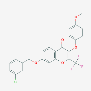 molecular formula C24H16ClF3O5 B380138 7-[(3-chlorobenzyl)oxy]-3-(4-methoxyphenoxy)-2-(trifluoromethyl)-4H-chromen-4-one CAS No. 302953-00-0