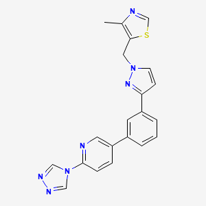 molecular formula C21H17N7S B3801405 5-(3-{1-[(4-methyl-1,3-thiazol-5-yl)methyl]-1H-pyrazol-3-yl}phenyl)-2-(4H-1,2,4-triazol-4-yl)pyridine 