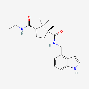 molecular formula C21H29N3O2 B3801415 (1R*,3S*)-N~3~-ethyl-N~1~-(1H-indol-4-ylmethyl)-1,2,2-trimethylcyclopentane-1,3-dicarboxamide 