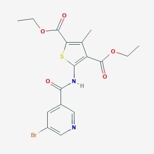 molecular formula C17H17BrN2O5S B380145 Diethyl 5-{[(5-bromo-3-pyridinyl)carbonyl]amino}-3-methyl-2,4-thiophenedicarboxylate 