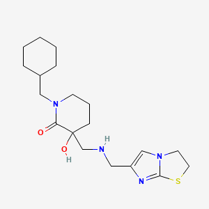 molecular formula C19H30N4O2S B3801509 1-(cyclohexylmethyl)-3-{[(2,3-dihydroimidazo[2,1-b][1,3]thiazol-6-ylmethyl)amino]methyl}-3-hydroxy-2-piperidinone 