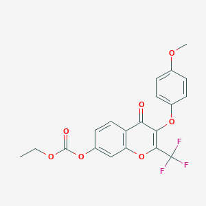 ethyl 3-(4-methoxyphenoxy)-4-oxo-2-(trifluoromethyl)-4H-chromen-7-yl carbonate
