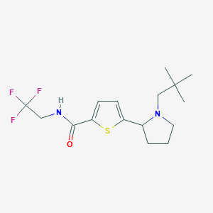 molecular formula C16H23F3N2OS B3801528 5-[1-(2,2-dimethylpropyl)-2-pyrrolidinyl]-N-(2,2,2-trifluoroethyl)-2-thiophenecarboxamide 