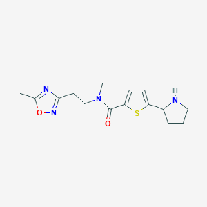 molecular formula C15H20N4O2S B3801586 N-methyl-N-[2-(5-methyl-1,2,4-oxadiazol-3-yl)ethyl]-5-(2-pyrrolidinyl)-2-thiophenecarboxamide trifluoroacetate 