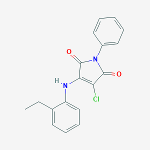 molecular formula C18H15ClN2O2 B380162 3-chloro-4-(2-ethylanilino)-1-phenyl-1H-pyrrole-2,5-dione CAS No. 303034-14-2