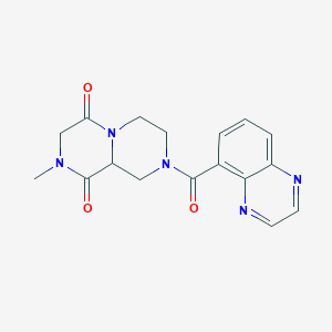 molecular formula C17H17N5O3 B3801650 2-methyl-8-(quinoxalin-5-ylcarbonyl)tetrahydro-2H-pyrazino[1,2-a]pyrazine-1,4(3H,6H)-dione 