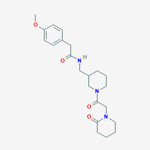 molecular formula C22H31N3O4 B3801691 2-(4-methoxyphenyl)-N-({1-[(2-oxo-1-piperidinyl)acetyl]-3-piperidinyl}methyl)acetamide 