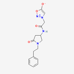 molecular formula C16H18N4O4 B3801732 3-(2-oxo-2-{[5-oxo-1-(2-phenylethyl)-3-pyrrolidinyl]amino}ethyl)-1,2,3-oxadiazol-3-ium-5-olate 