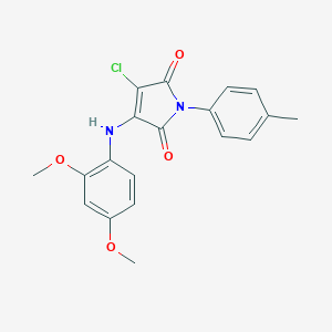 molecular formula C19H17ClN2O4 B380175 3-chloro-4-(2,4-dimethoxyanilino)-1-(4-methylphenyl)-1H-pyrrole-2,5-dione CAS No. 303034-30-2