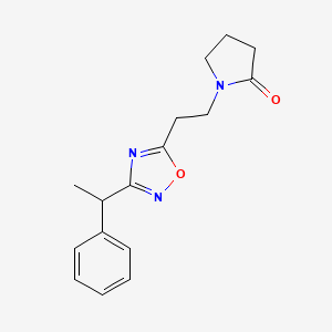 molecular formula C16H19N3O2 B3801775 1-[2-[3-(1-Phenylethyl)-1,2,4-oxadiazol-5-yl]ethyl]pyrrolidin-2-one 