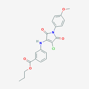 molecular formula C21H19ClN2O5 B380180 propyl 3-{[4-chloro-1-(4-methoxyphenyl)-2,5-dioxo-2,5-dihydro-1H-pyrrol-3-yl]amino}benzoate 