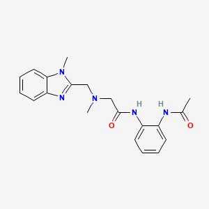 molecular formula C20H23N5O2 B3801816 N-[2-(acetylamino)phenyl]-2-{methyl[(1-methyl-1H-benzimidazol-2-yl)methyl]amino}acetamide 