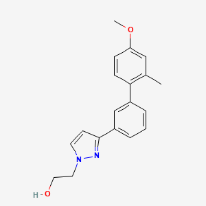 molecular formula C19H20N2O2 B3801820 2-[3-(4'-methoxy-2'-methyl-3-biphenylyl)-1H-pyrazol-1-yl]ethanol 