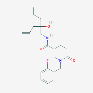 molecular formula C21H27FN2O3 B3801853 N-(2-allyl-2-hydroxy-4-penten-1-yl)-1-(2-fluorobenzyl)-6-oxo-3-piperidinecarboxamide 