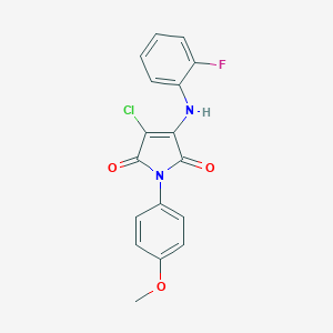 molecular formula C17H12ClFN2O3 B380186 3-chloro-4-(2-fluoroanilino)-1-(4-methoxyphenyl)-1H-pyrrole-2,5-dione 