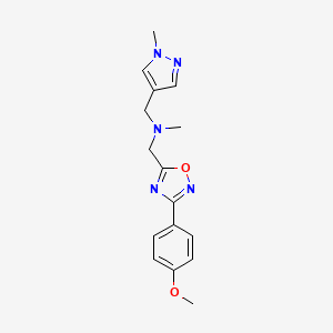 N-[[3-(4-methoxyphenyl)-1,2,4-oxadiazol-5-yl]methyl]-N-methyl-1-(1-methylpyrazol-4-yl)methanamine