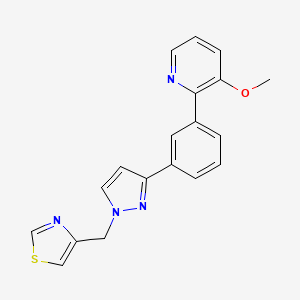 molecular formula C19H16N4OS B3801944 3-methoxy-2-{3-[1-(1,3-thiazol-4-ylmethyl)-1H-pyrazol-3-yl]phenyl}pyridine 