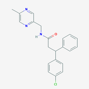 3-(4-chlorophenyl)-N-[(5-methyl-2-pyrazinyl)methyl]-3-phenylpropanamide