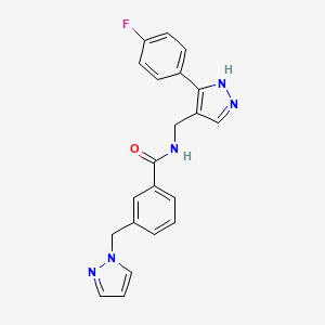 molecular formula C21H18FN5O B3802094 N-{[3-(4-fluorophenyl)-1H-pyrazol-4-yl]methyl}-3-(1H-pyrazol-1-ylmethyl)benzamide 