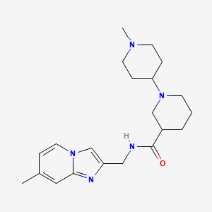 molecular formula C21H31N5O B3802104 1'-methyl-N-[(7-methylimidazo[1,2-a]pyridin-2-yl)methyl]-1,4'-bipiperidine-3-carboxamide 