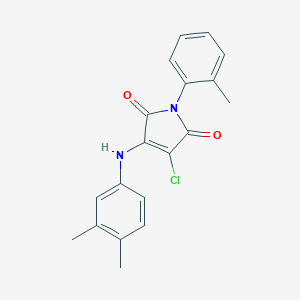 molecular formula C19H17ClN2O2 B380212 3-chloro-4-(3,4-dimethylanilino)-1-(2-methylphenyl)-1H-pyrrole-2,5-dione CAS No. 303034-80-2