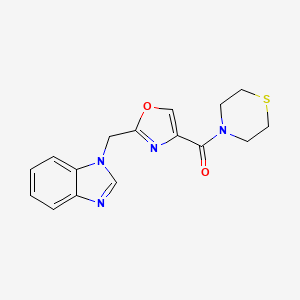 molecular formula C16H16N4O2S B3802134 1-{[4-(4-thiomorpholinylcarbonyl)-1,3-oxazol-2-yl]methyl}-1H-benzimidazole 