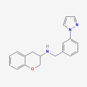 molecular formula C19H19N3O B3802144 3,4-dihydro-2H-chromen-3-yl[3-(1H-pyrazol-1-yl)benzyl]amine 