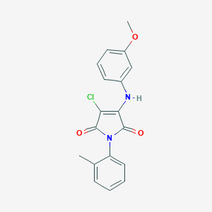 molecular formula C18H15ClN2O3 B380215 3-chloro-4-(3-methoxyanilino)-1-(2-methylphenyl)-1H-pyrrole-2,5-dione CAS No. 303034-83-5