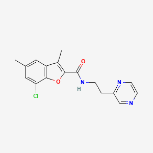 7-chloro-3,5-dimethyl-N-[2-(2-pyrazinyl)ethyl]-1-benzofuran-2-carboxamide