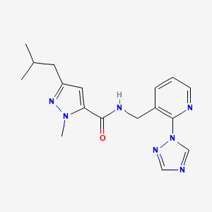 molecular formula C17H21N7O B3802228 3-isobutyl-1-methyl-N-{[2-(1H-1,2,4-triazol-1-yl)pyridin-3-yl]methyl}-1H-pyrazole-5-carboxamide 