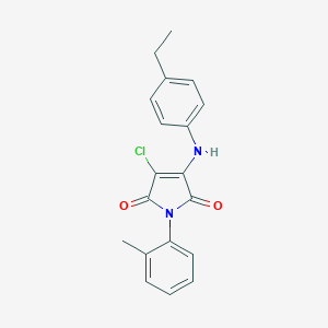 molecular formula C19H17ClN2O2 B380225 3-chloro-4-(4-ethylanilino)-1-(2-methylphenyl)-1H-pyrrole-2,5-dione CAS No. 303034-90-4