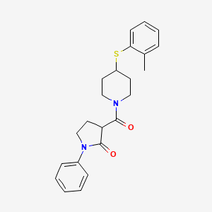 molecular formula C23H26N2O2S B3802264 3-({4-[(2-methylphenyl)thio]-1-piperidinyl}carbonyl)-1-phenyl-2-pyrrolidinone 