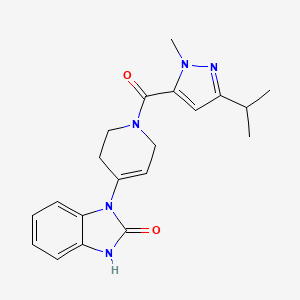 molecular formula C20H23N5O2 B3802291 1-{1-[(3-isopropyl-1-methyl-1H-pyrazol-5-yl)carbonyl]-1,2,3,6-tetrahydropyridin-4-yl}-1,3-dihydro-2H-benzimidazol-2-one 