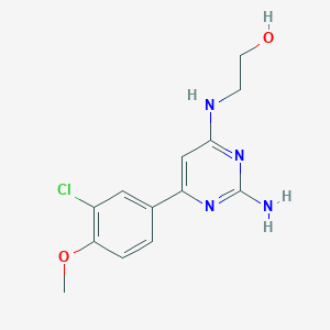 molecular formula C13H15ClN4O2 B3802298 2-{[2-amino-6-(3-chloro-4-methoxyphenyl)pyrimidin-4-yl]amino}ethanol 