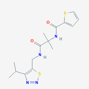 molecular formula C15H20N4O2S2 B3802305 N-(2-{[(4-isopropyl-1,2,3-thiadiazol-5-yl)methyl]amino}-1,1-dimethyl-2-oxoethyl)thiophene-2-carboxamide 