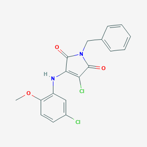 molecular formula C18H14Cl2N2O3 B380239 1-benzyl-3-chloro-4-(5-chloro-2-methoxyanilino)-1H-pyrrole-2,5-dione 